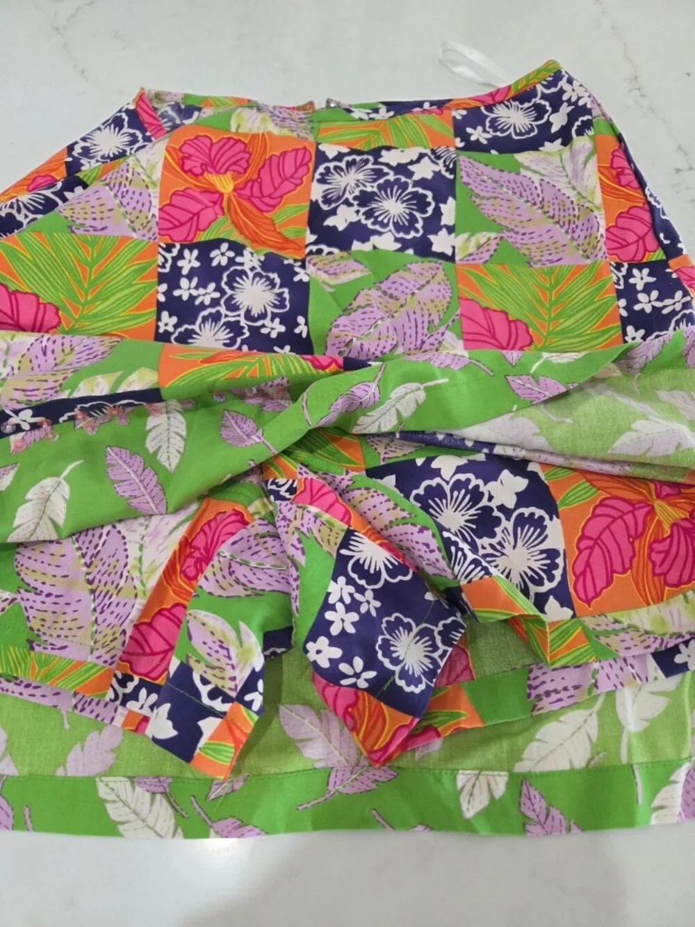 VTG Bamboo Traders Silk Tropical Floral Patchwork Skort Sequins Y2K - Size‎ 8